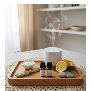 White Essential Oil Diffuser with Lemongrass and Lemon